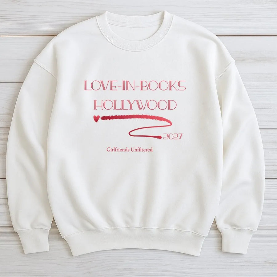 Love In Books Hollywood Sweatshirt | Romantic Heart Graphic Print | Premium Cotton Blend | Gift For Book Lovers & Reader Enthusiasts