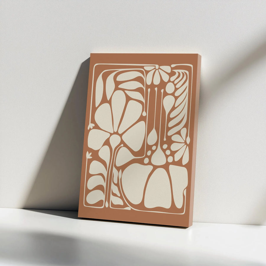 Boho Floral Abstract Vertical Canvas | Minimalist Art Nouveau Wall Art | Premium 1.25" Thick Gallery Wrap | Modern Home Decor Gift