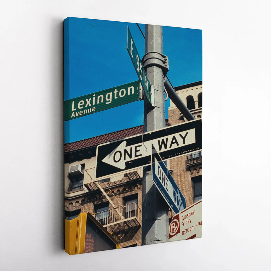 NYC Street Sign Vertical Canvas | Lexington Avenue Photography Print | Premium 1.25" Thick Gallery Wrap | Urban Home Decor Gift for New Yorker