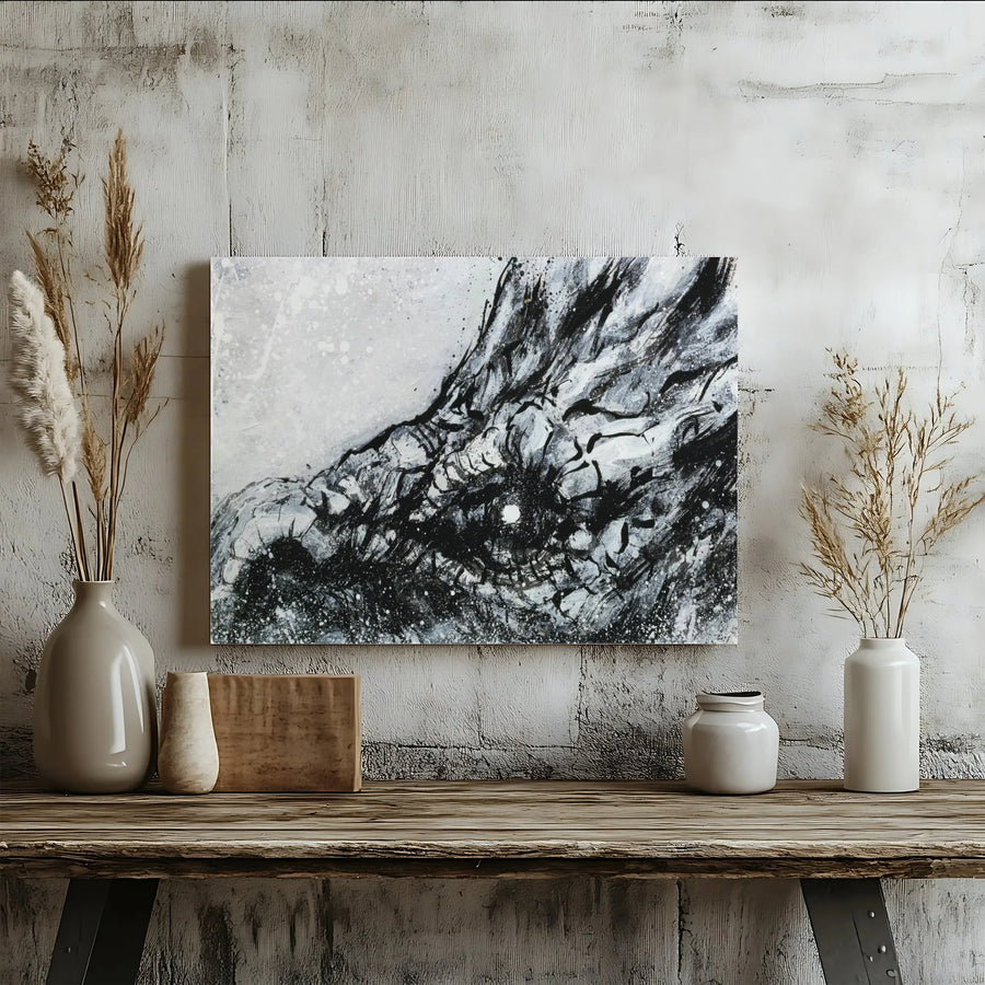 Abstract Canvas Wall Art | Monochrome Gestural Brushstrokes | 1.25 Inch Premium Gallery Wrap | Modern Home Office Decor Gift