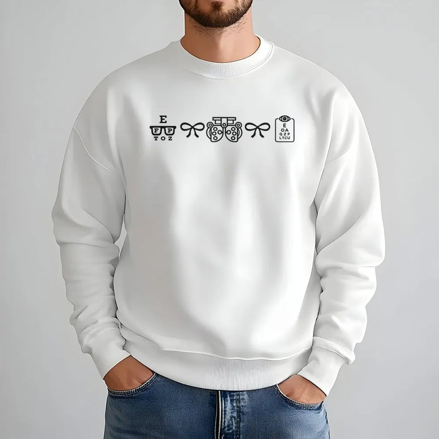 Optometry Icons Sweatshirt | Eye Care Professional Graphic | Soft Cotton Blend Crewneck | Gift for Ophthalmologist Optometry Student