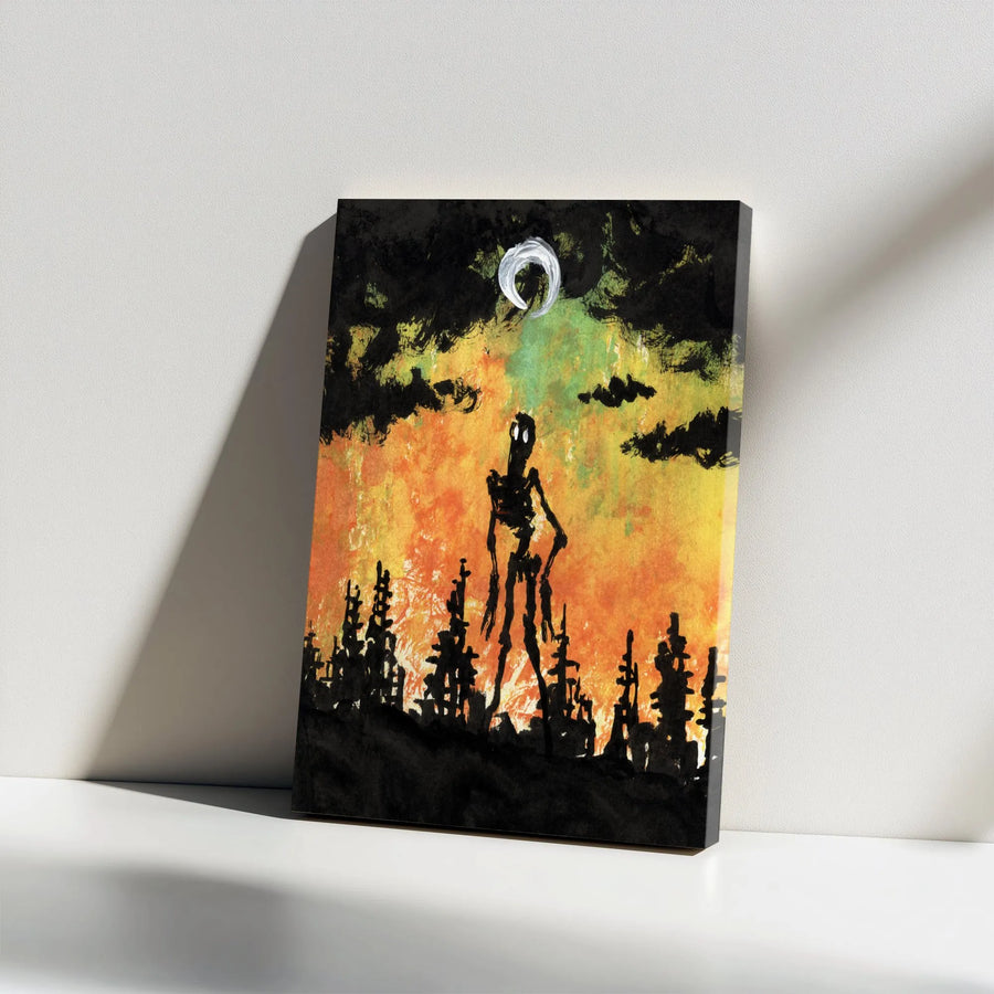 Spooky Forest Monster Canvas | Dark Surreal Silhouette Art | 1.25 Inch Gallery Wrap | Gothic Home Decor Gift for Horror Fans