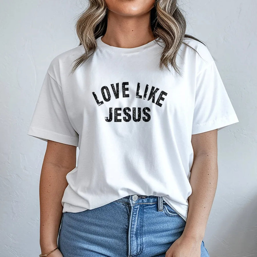 Love Like Jesus T-Shirt | Distressed Vintage Graphic Christian Tee | Premium Cotton Soft Crewneck | Inspirational Faith Gift For Men And Women