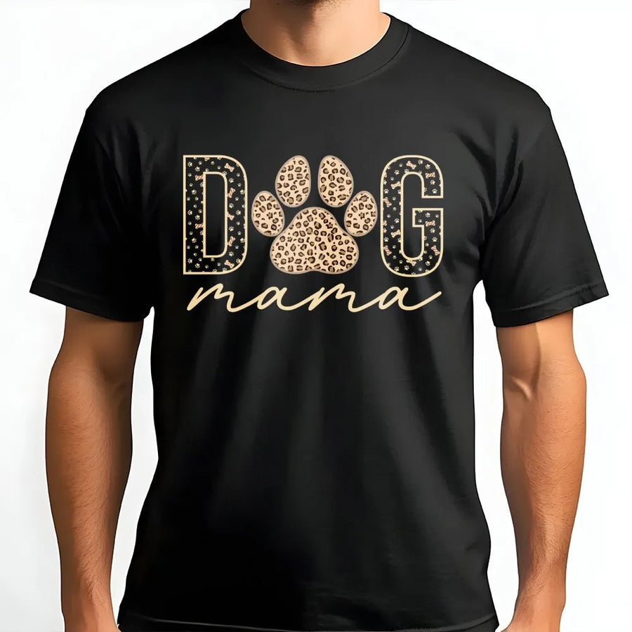 Dog Mama T-Shirt | Animal Lover Leopard Print Design | 100% Breathable Cotton | Premium Gift for Pet Owners and Women