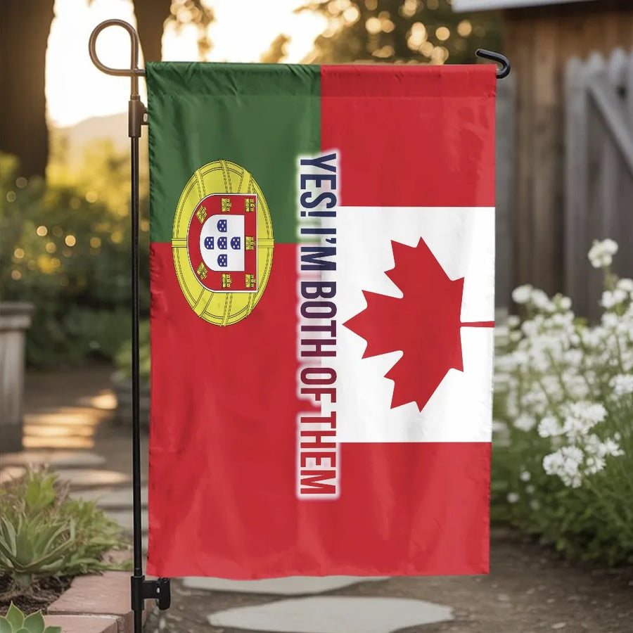 Canada Portugal Heritage Garden Flag | Yes I'm Both Of Them Dual Citizen Double Sided Design | Weather-Resistant Premium 2-Layer Polyester | Patriotic Outdoor Decor Gift