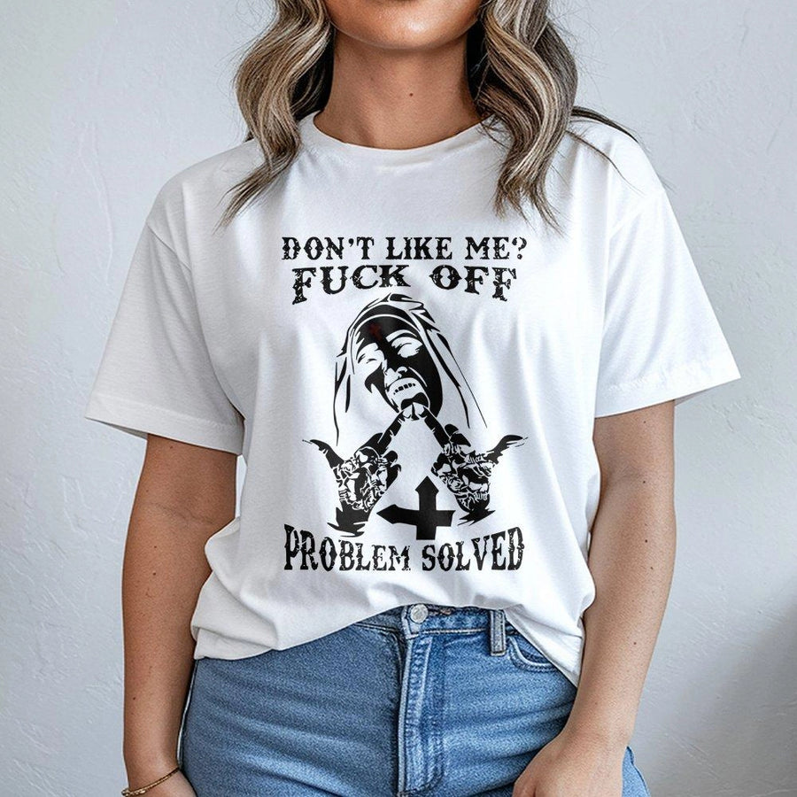 Nun Graphic T-Shirt | Edgy Tattoo Style Middle Finger Design | 100% Cotton Premium Tee | Sarcastic Slogan Gift for Adults