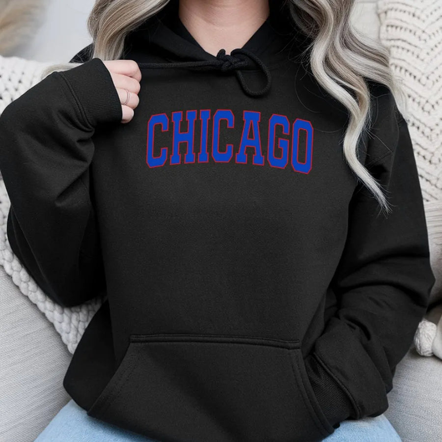Chicago Hoodie | Retro Varsity College Font | Premium Cotton Blend | Gift for Men & Women