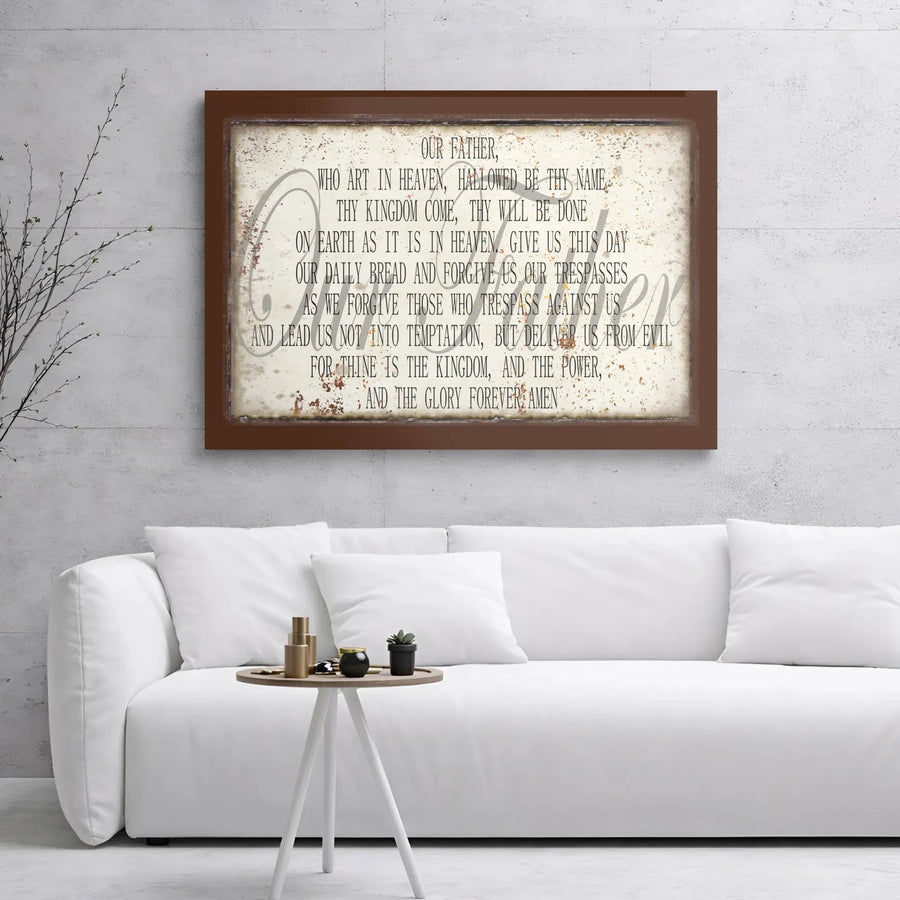 The Lord's Prayer Canvas Print | Rustic Farmhouse Wall Art | Gallery Wrapped Religious Decor | Christian Gift for Home & Office