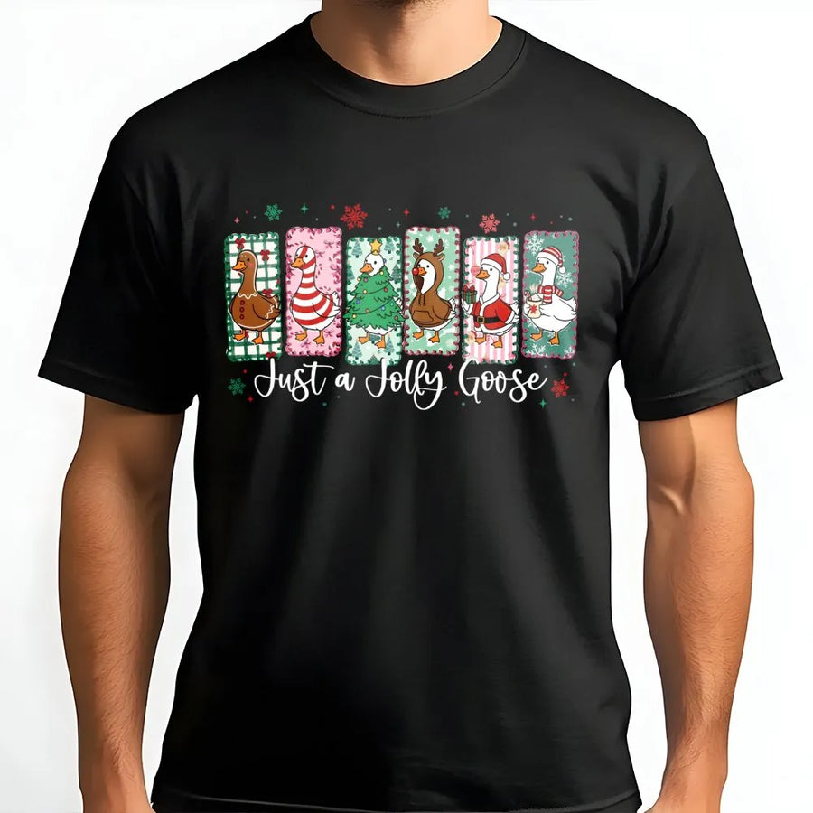 Jolly Goose Christmas T-Shirt | Funny Holiday Bird Graphic | Premium Soft Cotton Tee | Cute Festive Gift for Animal Lovers