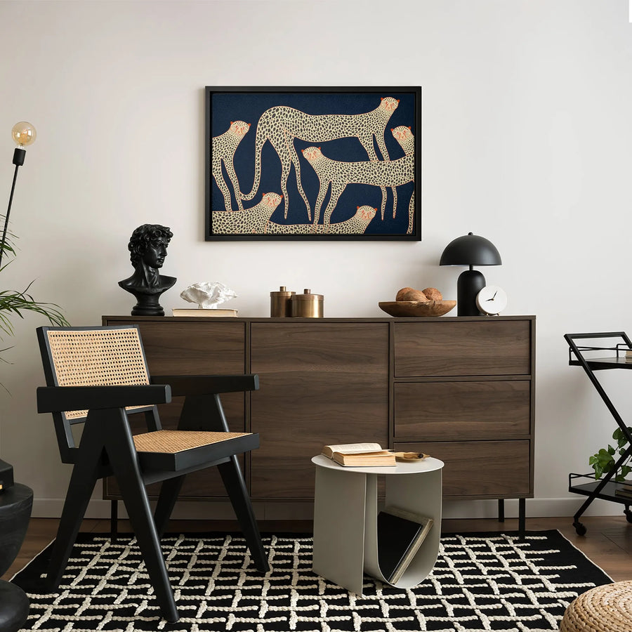Modern Leopard Wall Art Canvas | Stylized Wild Cat Print | Premium Gallery Wrap 1.25 Inch Profile | Elegant Animal Decor for Home Office