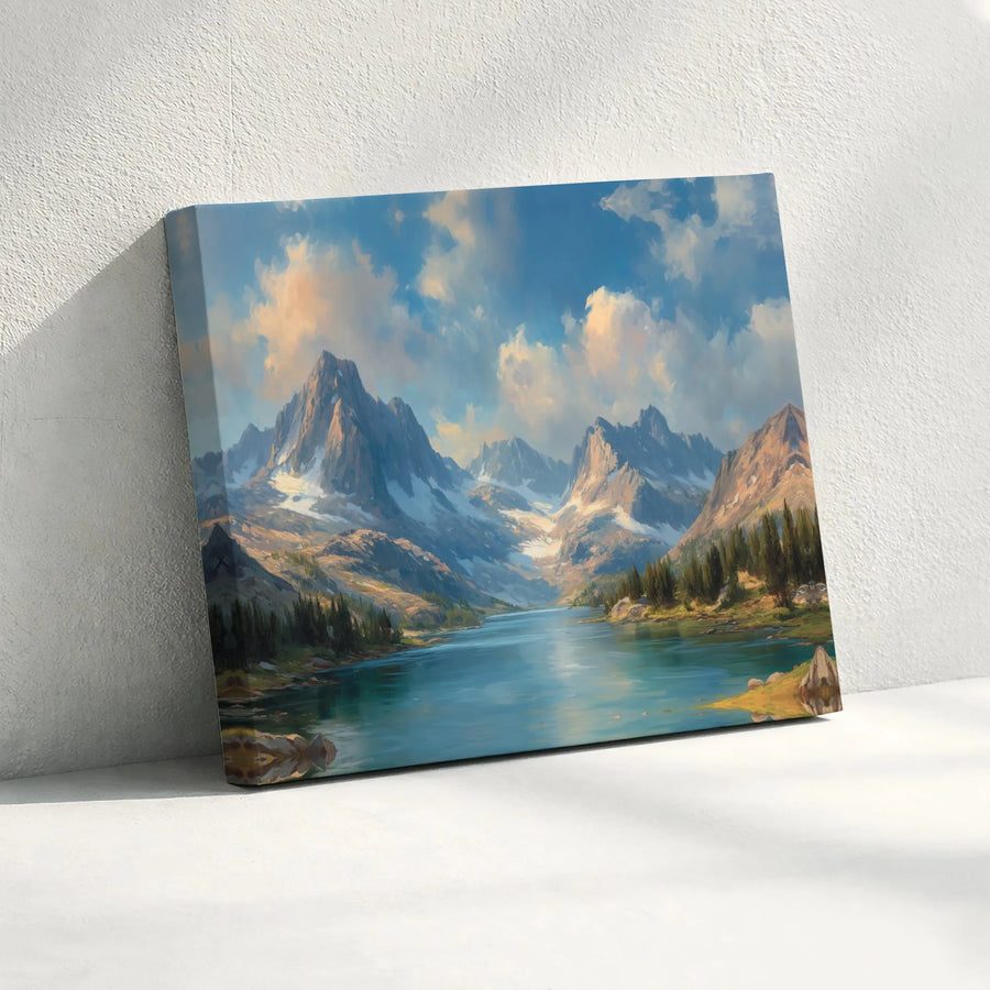 Alpine Mountain Lake Canvas Wall Art | Serene Nature Landscape Print | Gallery-Quality 1.25-Inch Profile | Framed or Unframed Decor for Home Office