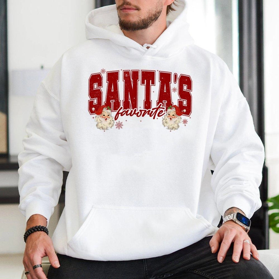 Santa's Favorite Hoodie | Retro Christmas Graphic Sweatshirt | Premium Cotton Blend | Unisex Holiday Gift for Men and Women