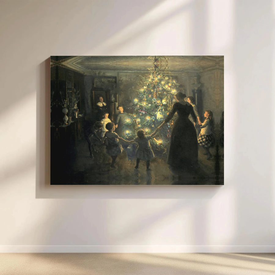 Vintage Christmas Tree Canvas Print | Victorian Family Holiday Art | Premium Gallery Wrap Wall Decor | Festive Home Interior Gift