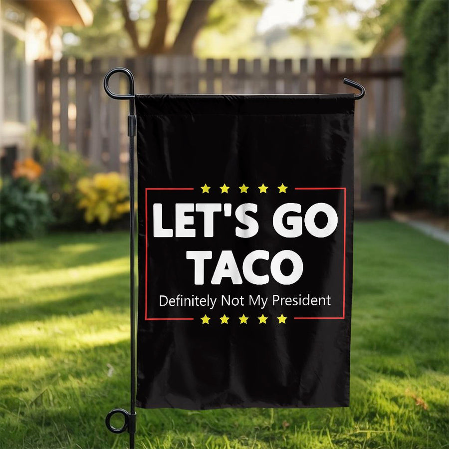 Let's Go Taco Garden Flag | Funny Satire Lawn Decor | Premium Weather-Resistant Polyester | Humorous Gift for Foodies & Gardeners
