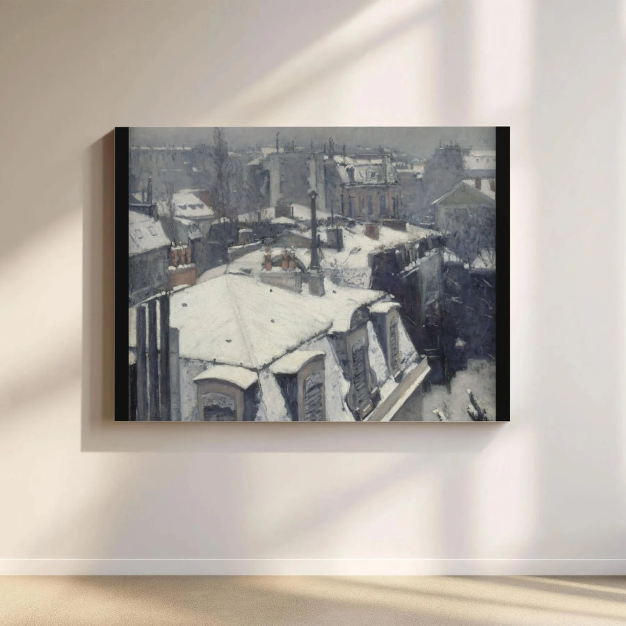 Gustave Caillebotte Rooftops In The Snow Canvas Print | Impressionist Paris Winter Cityscape | 1.25" Gallery Wrap Wall Art | Premium Home Decor