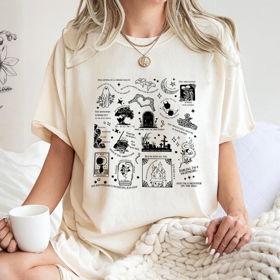 Spooky Ghost Aesthetic T-Shirt | Gothic Witchy Fall Graphic Tee | 100% Premium Cotton | Alt Fashion Gift For Halloween Lovers