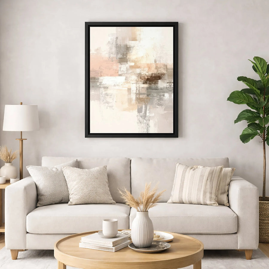 Neutral Abstract Wall Art | Beige and Grey Textured Canvas Print | Premium Gallery-Wrapped Decor | Modern Minimalist Home or Office Interior