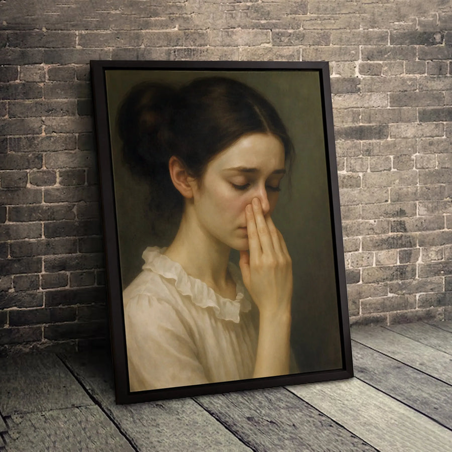 Sad Woman Portrait Canvas Wall Art | Fine Art Renaissance Style Print | Premium Gallery-Wrapped Decor | Moody Aesthetic Gift for Art Lovers