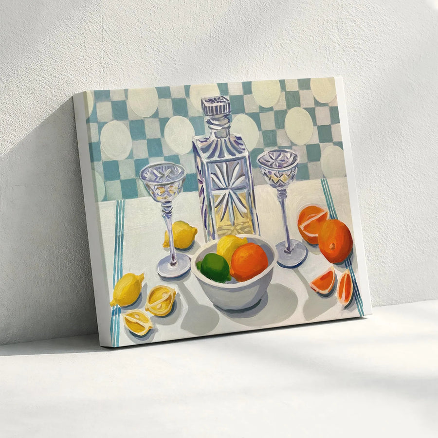 Limoncello Still Life Canvas Print | Vibrant Citrus Cocktail Painting | Gallery Quality High-Resolution Print | Kitchen & Bar Wall Decor Gift