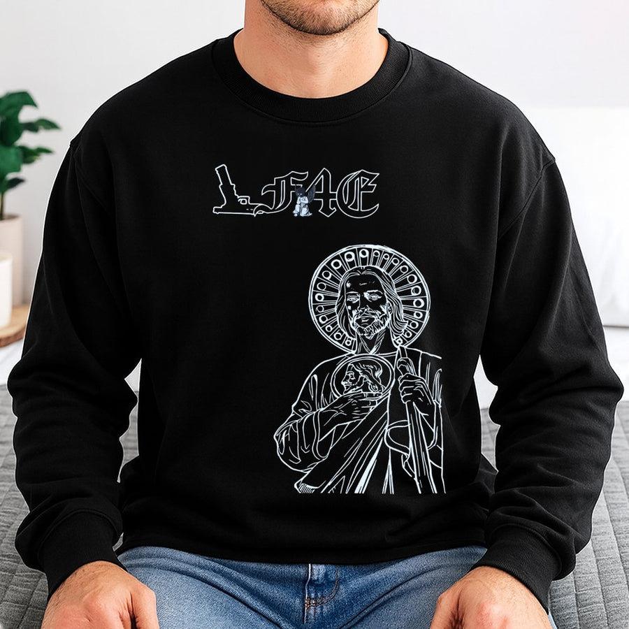 Saint Jude Graphic Sweatshirt | Religious Line Art Design | Cotton Blend Premium Crewneck | Christian Faith Gift for Men and Women