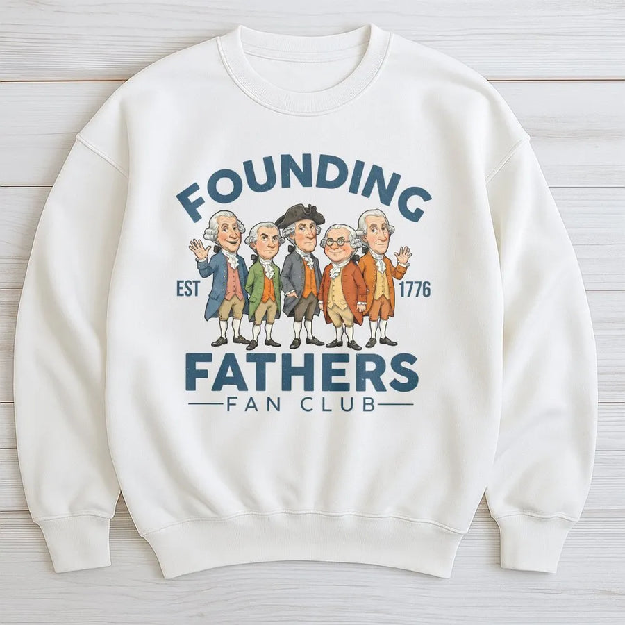 Founding Fathers Sweatshirt | Patriotic Cartoon Fan Club Design | Soft Cotton Blend | Gift for American History Buffs