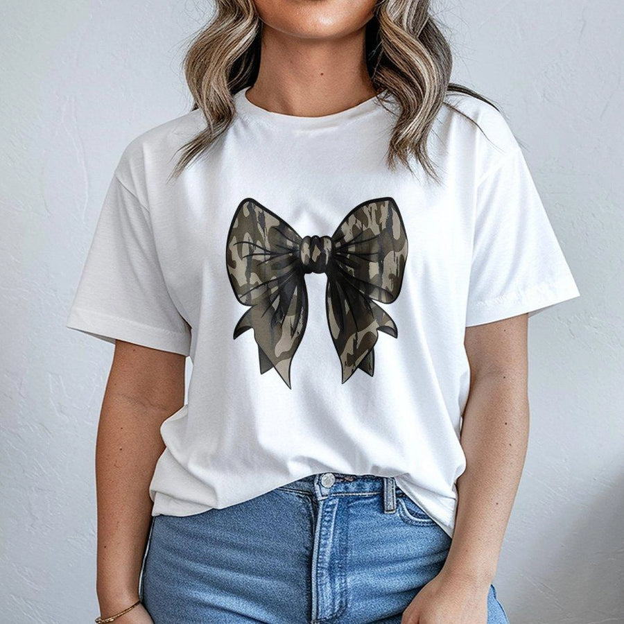 Camo Bow T-Shirt | Coquette Aesthetic Graphic Tee | Premium Cotton Soft Comfort | Trendy Country Girl Gift for Her