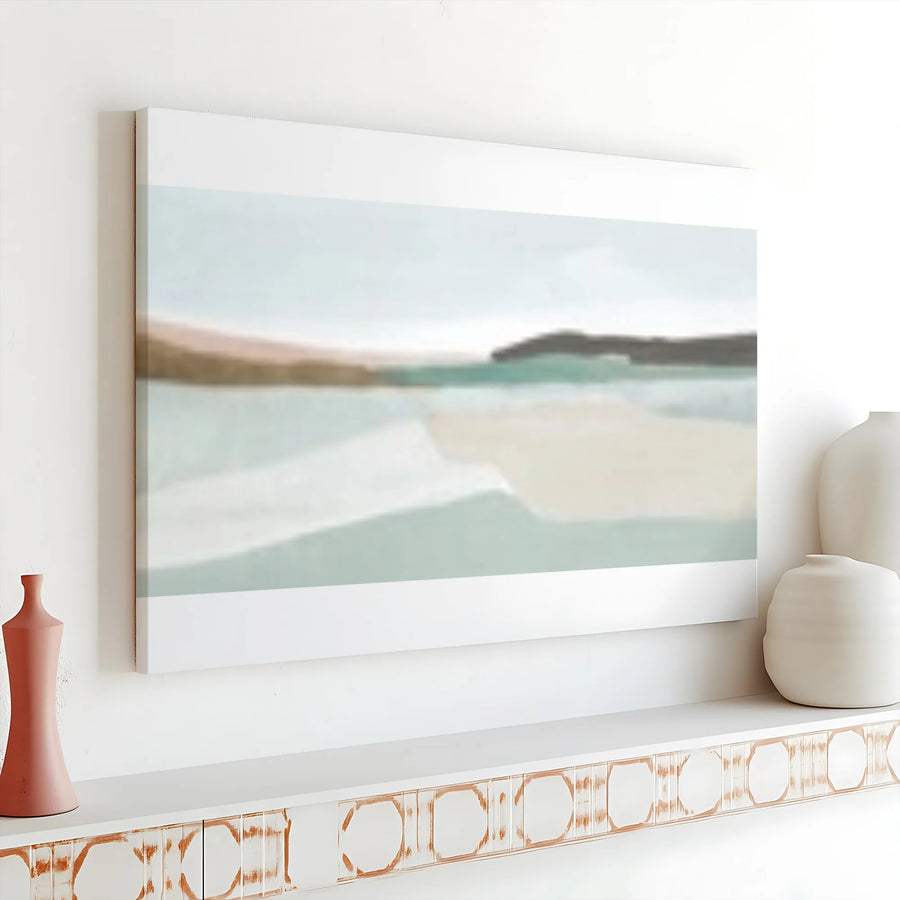 Abstract Landscape Canvas Wall Art | Minimalist Coastal Seascape Painting Print | Premium Gallery Wrap Canvas | Modern Living Room Wall Decor