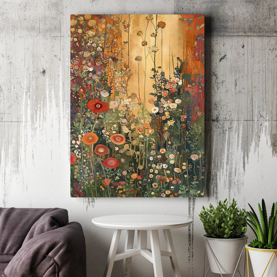 Wildflower Meadow Canvas Wall Art | Abstract Poppy Field Painting | Premium Gallery Wrapped Decor | Nature Inspired Gift for Home Office