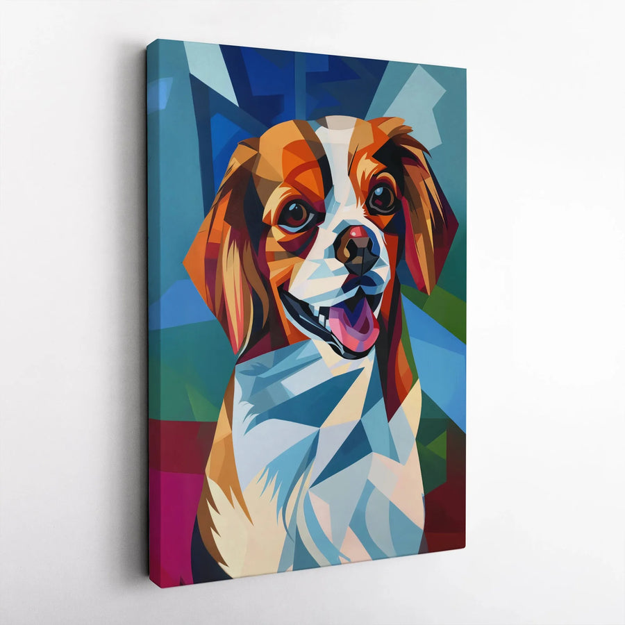 Colorful Geometric Dog Canvas Wall Art | Modern Abstract Pet Portrait | Gallery-Quality Fade-Resistant Print | Unique Gift for Dog Lovers