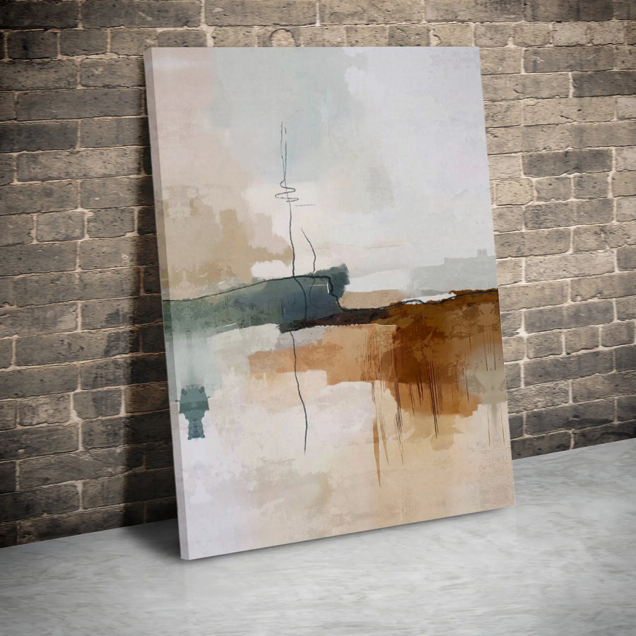 Modern Abstract Landscape Canvas | Beige and Brown Minimalist Wall Art | Premium Gallery-Wrapped Print | Home and Office Decor Gift
