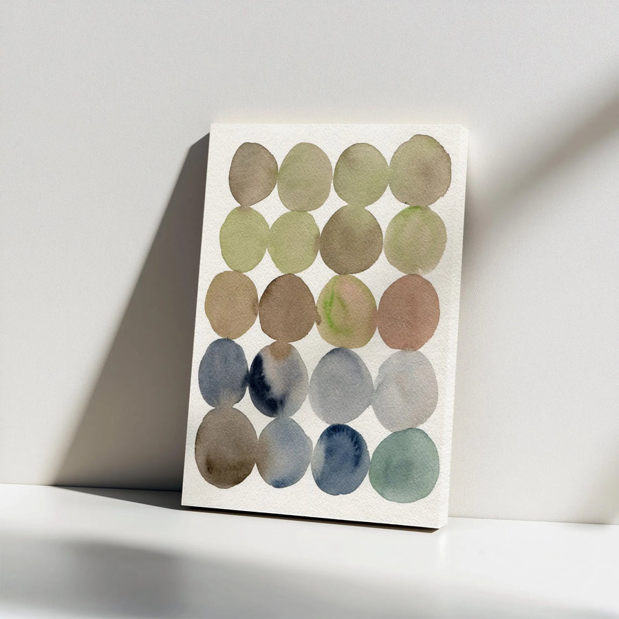 Abstract Watercolor Dots Canvas Wall Art | Earthy Tones Geometric Circle Print | Premium Gallery Wrapped Canvas | Modern Minimalist Home Decor Gift