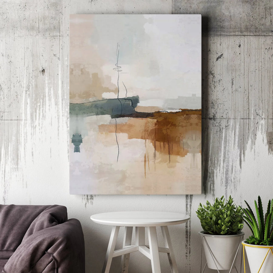 Abstract Landscape Canvas Wall Art | Neutral Earth Tone Minimalist Print | Premium 1.25 inch Gallery Wrap | Modern Home Decor for Living Room