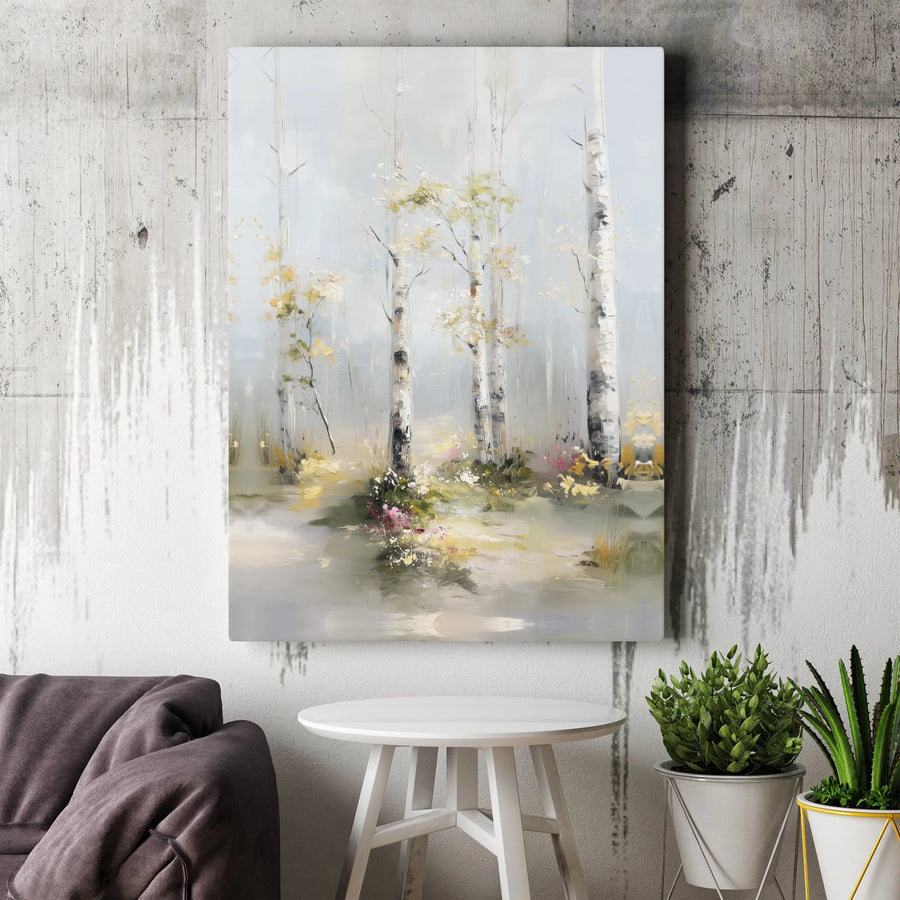 Birch Tree Forest Canvas Art | Abstract Watercolor Woodland Print | Premium Gallery-Wrapped Wall Decor | Nature-Inspired Home Gift