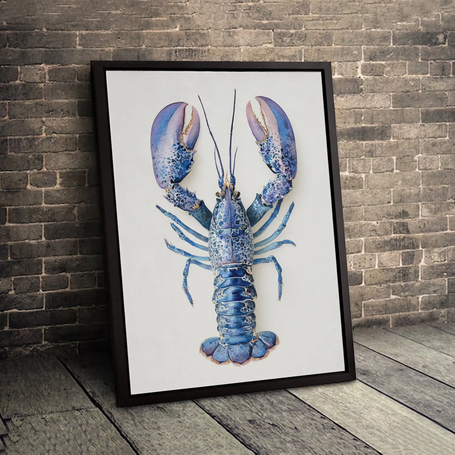 Blue Lobster Canvas Print | Watercolor Marine Life Wall Art | Premium 1.25-Inch Thick Gallery Wrap | Coastal Decor Gift for Beach House