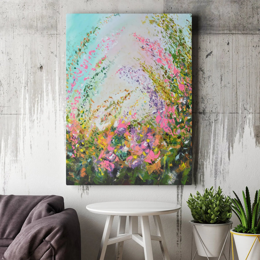 Abstract Floral Field Canvas Wall Art | Impressionist Wildflower Meadow Print | 1.25 Inch Gallery Wrap | Premium Home Decor Gift