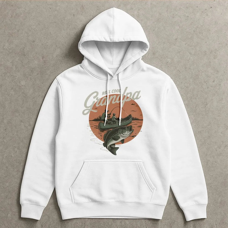 Reel Cool Grandpa Fishing Hoodie | Vintage Bass Fishing Design | Premium Cotton Blend | Best Gift Idea For Fisherman Grandfather