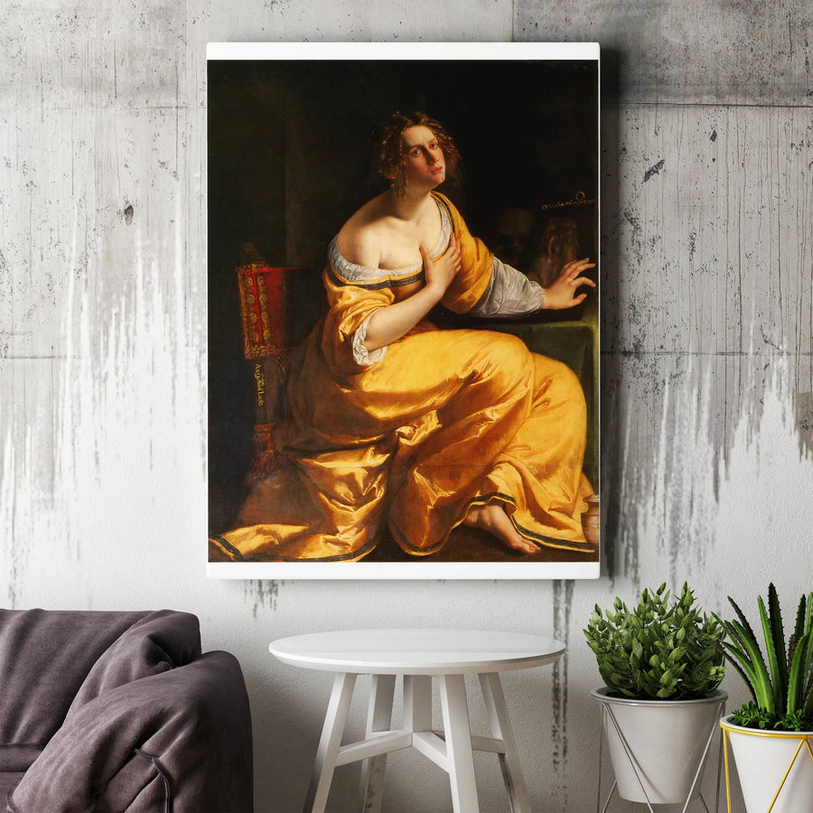 Mary Magdalene as Melancholy by Artemisia Gentileschi | Classical Baroque Wall Art | Premium Gallery-Wrapped Canvas | Sophisticated Home Decor Gift