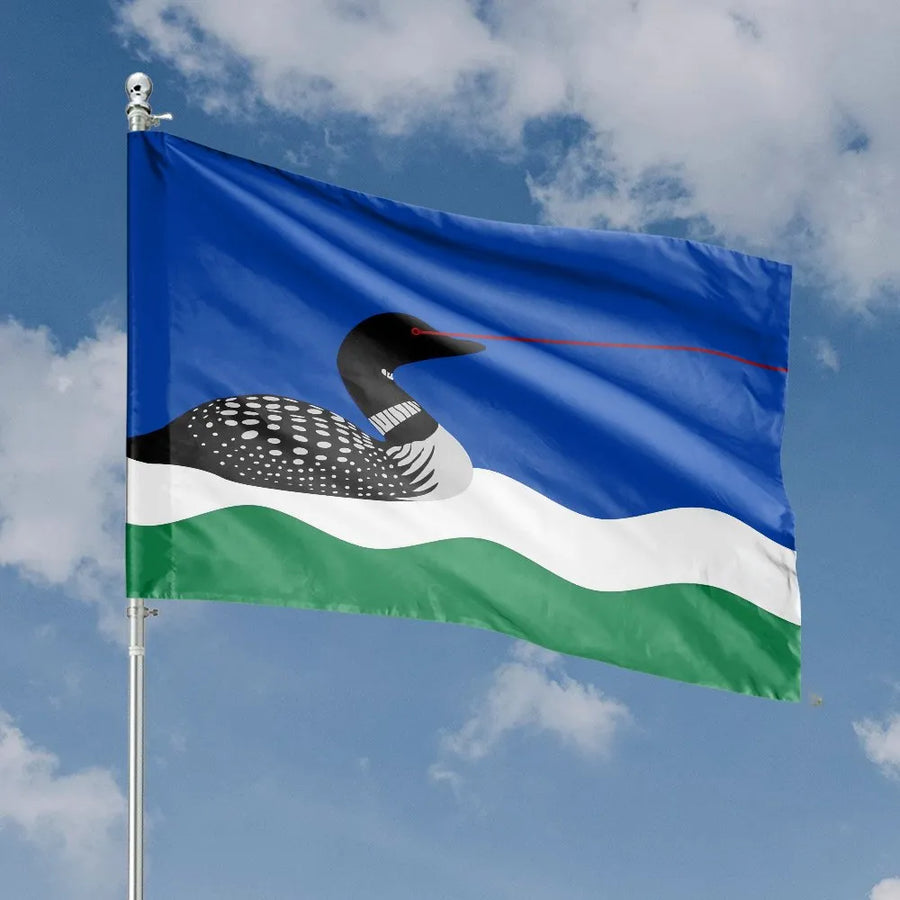 Funny Laser Loon Minnesota Flag | New State Flag Design with Laser Eyes | Double Sided Premium Polyester | Porch & Yard Decor Gift for Minnesotans