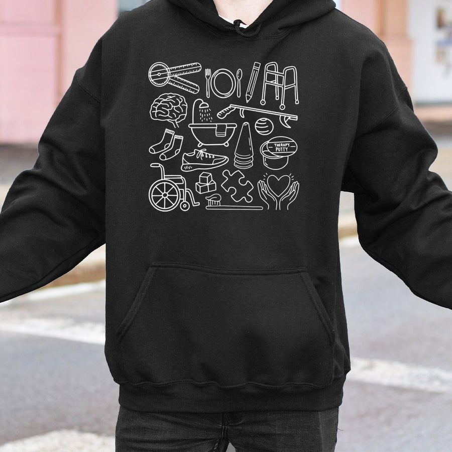 Occupational Therapy Hoodie | Cute OT Doodles Graphic Print | Premium Cotton Blend | Gift for OT Student Therapist Practitioner
