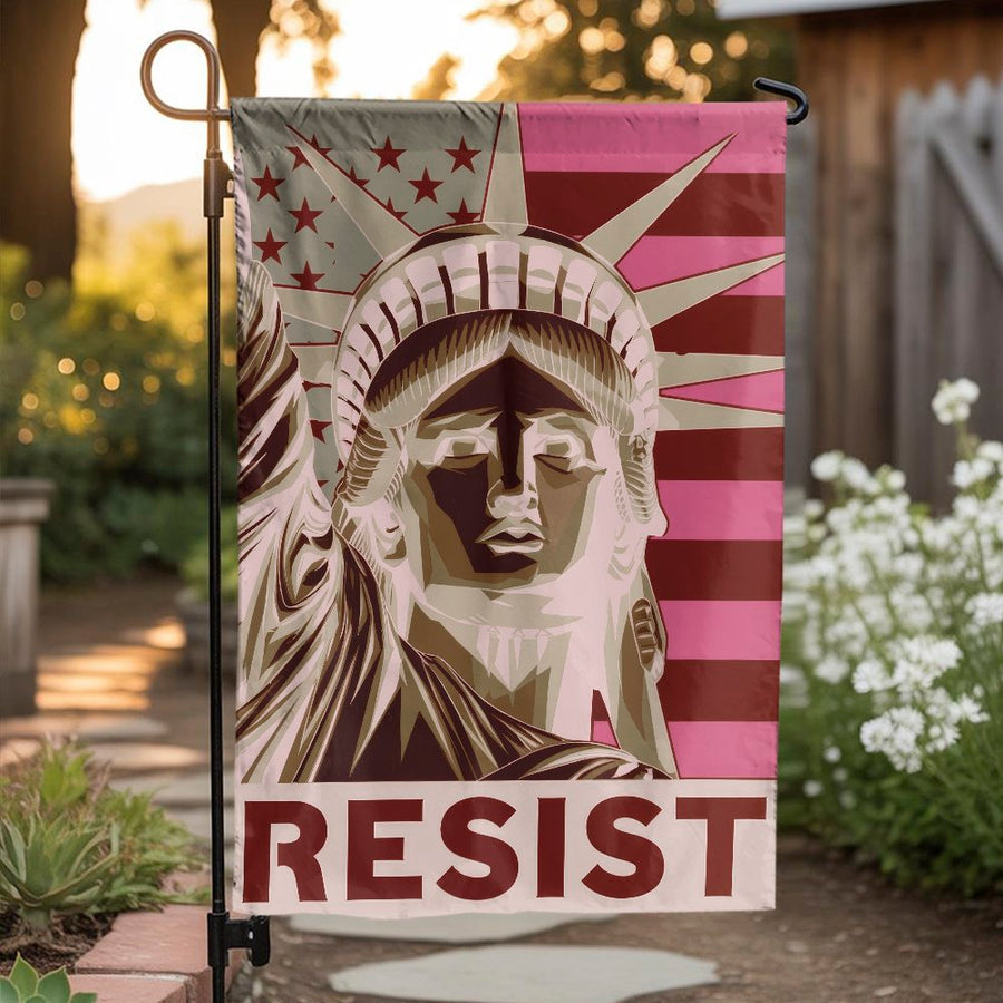 Resist Garden Flag | Statue of Liberty Decor | Weather-Resistant Polyester | Patriotic Liberal Yard Banner for Home Outdoor Garden
