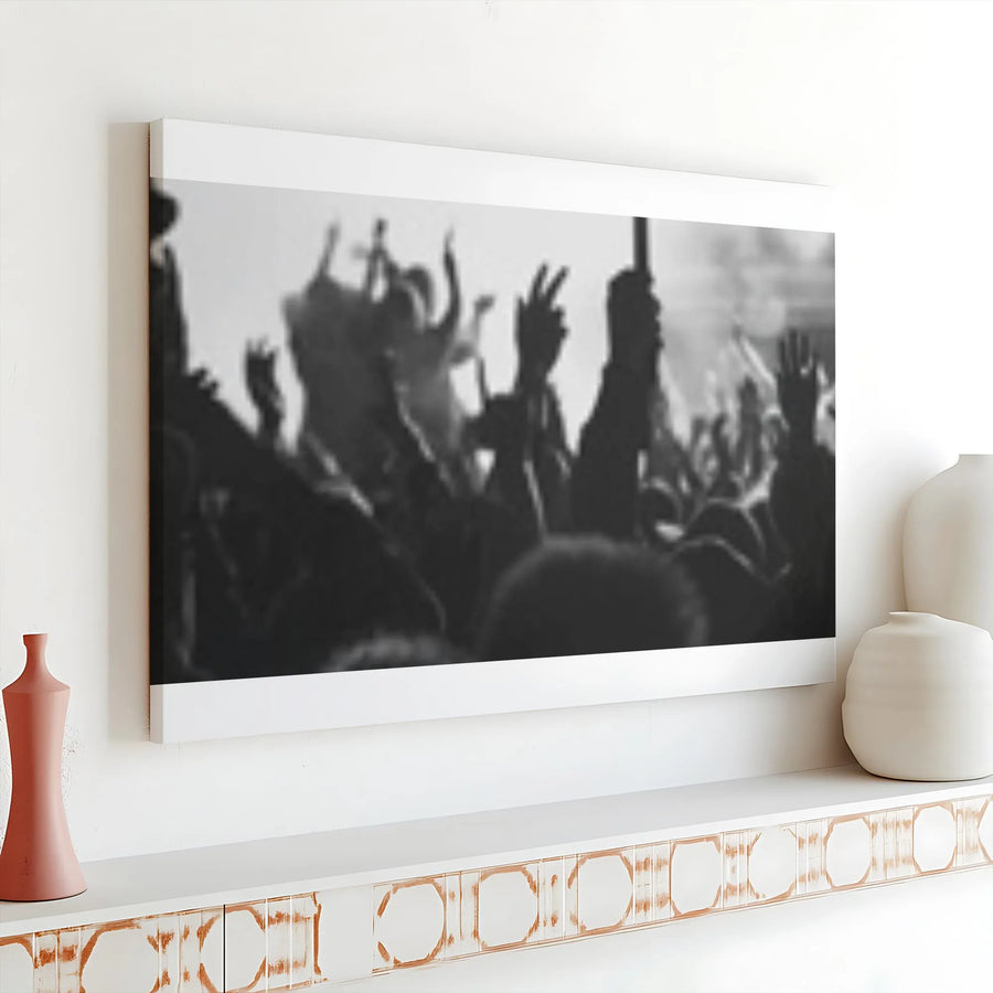 Black and White Concert Canvas | Vintage Music Festival Photography | Premium Fade-Resistant Print | Modern Living Room Decor Gift