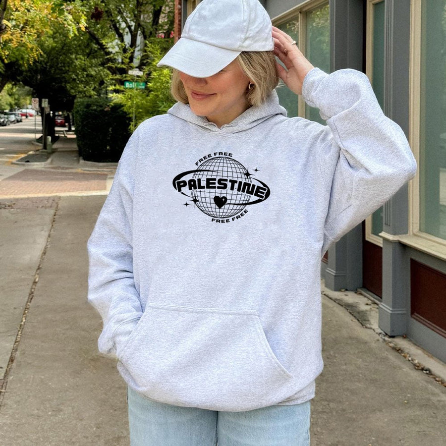 Free Palestine Hoodie | Retro Disco Ball Solidarity Graphic | Premium Cotton Blend | Unisex Statement Apparel for Activists & Supporters