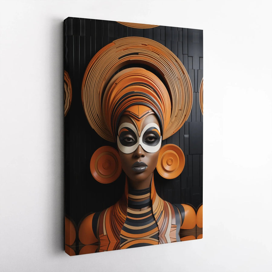 Afrofuturism Canvas Wall Art | Abstract African Queen Portrait | Premium Gallery Wrap Print | Modern Home Decor Gift