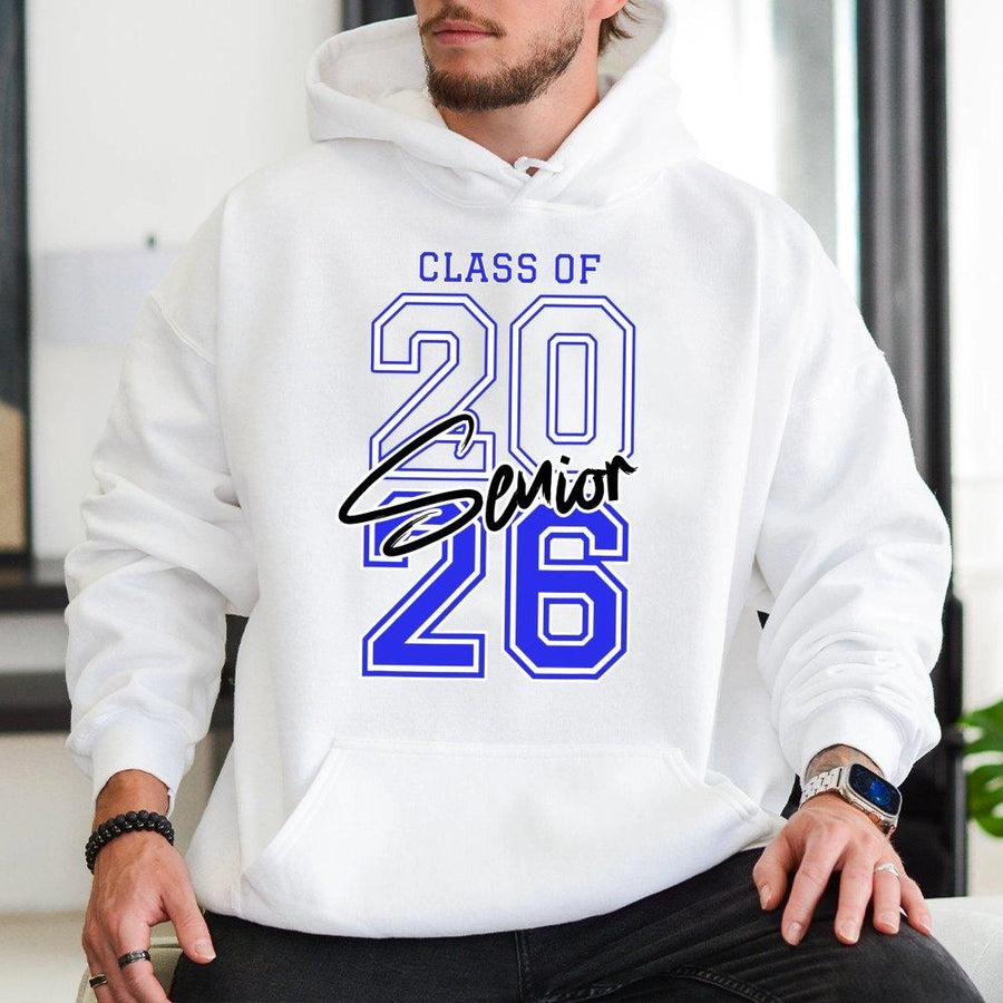 Class Of 2026 Senior Hoodie | Varsity Sport Lettering Design | Cotton-Blend Premium Apparel | Graduation Gift for High School and College Students