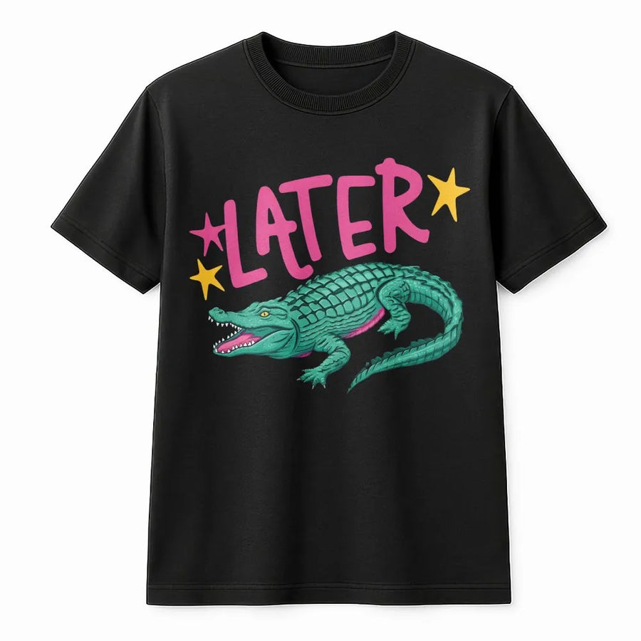 Later Gator T-Shirt | Funny Alligator Pun Graphic | Premium Cotton Blend Sweatshirt | Unisex Summer Vacation Gift