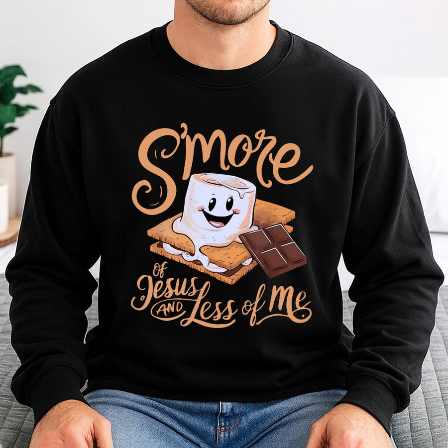 S'more of Jesus and Less of Me Sweatshirt | Cute Christian Graphic Tee | Premium Cotton Blend Crewneck | Religious Faith Gift for Her