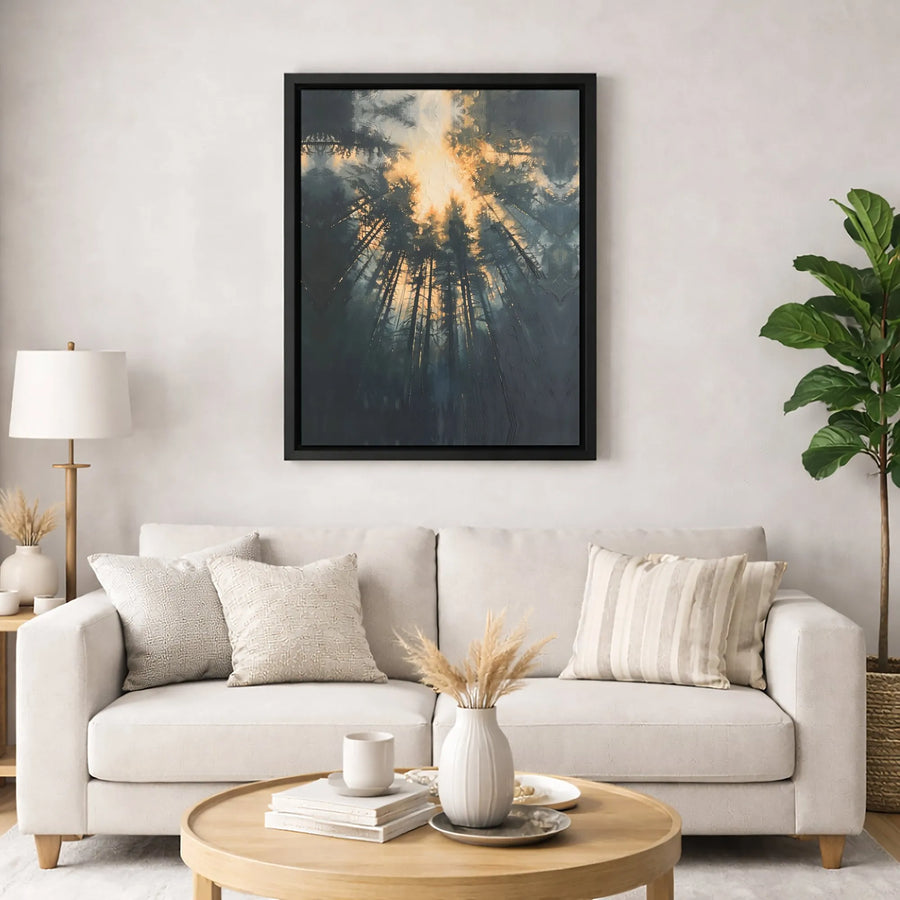 Forest Canopy Canvas Wall Art | Impressionistic Sunlight Through Trees | Premium 1.25-Inch Thick Gallery Wrap | Nature-Inspired Home Decor Gift