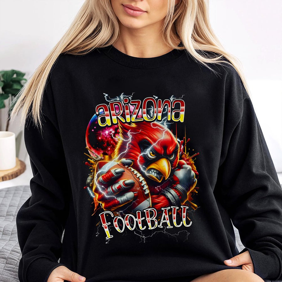 Arizona Football With Arizona Cardinals Mascot Holding A Football With Lightning Sweatshirt