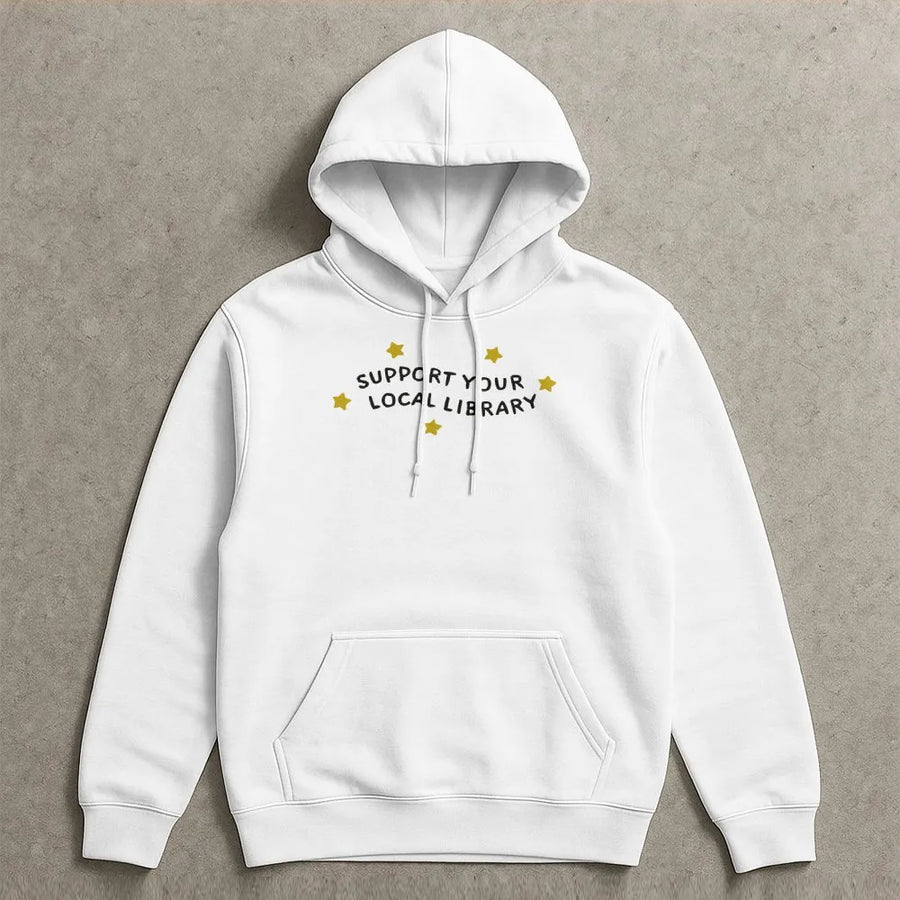 Support Your Local Library Hoodie | Cute Bookish Star Design | Premium Cotton Blend | Gift for Librarians, Readers, and Book Lovers
