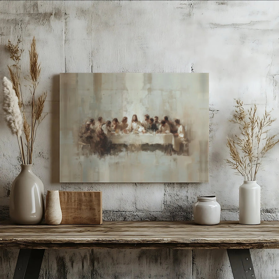 The Last Supper Canvas Wall Art | Modern Abstract Religious Painting | Premium Gallery-Wrapped Print | Christian Home Decor Gift